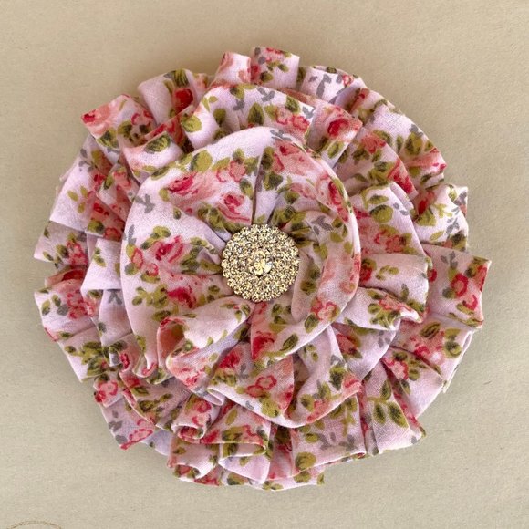 Accessories - Handmade flower clip, ruffled hair flower, purse accessory, Pink accent flower